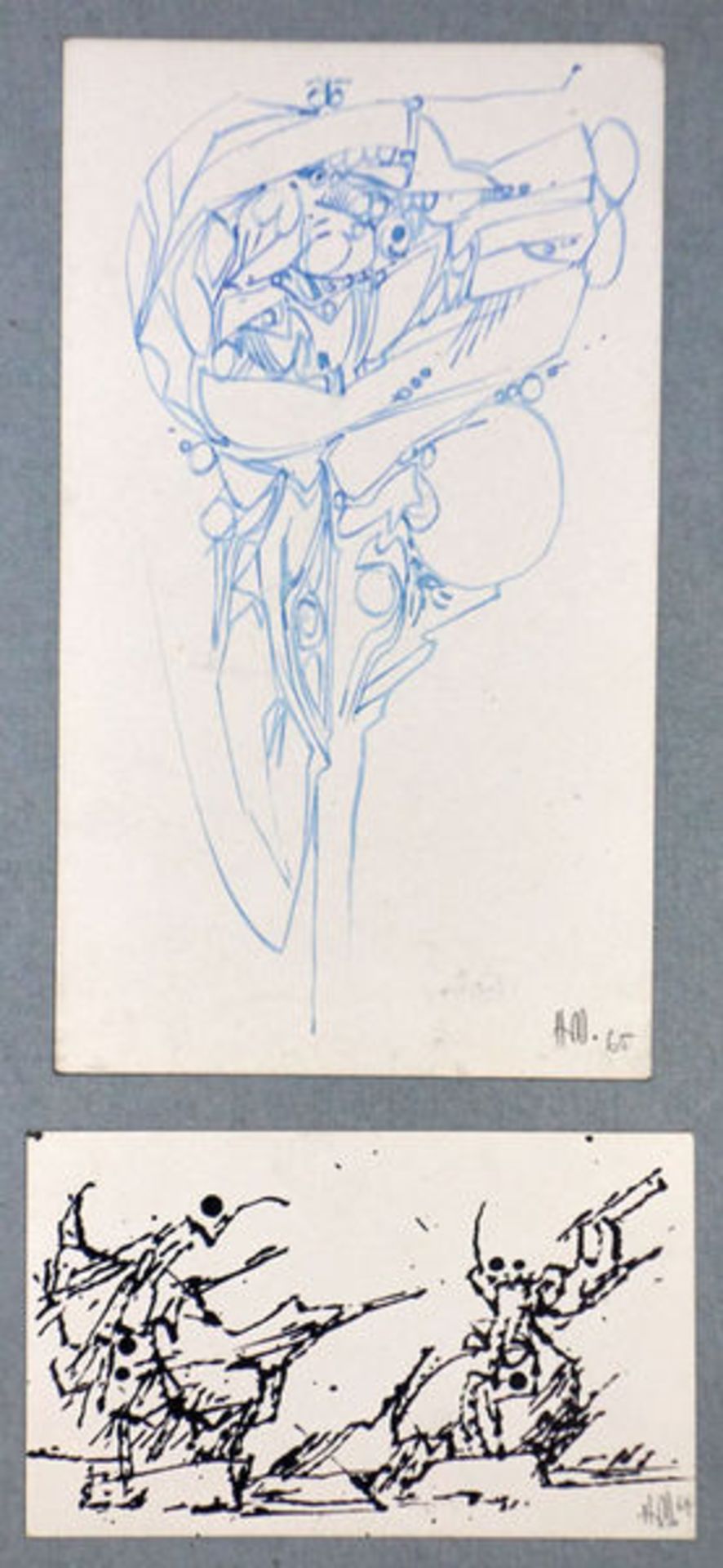 Dahlem, Hans Konvolut Sammlung von 3 Blatt unikaten Zeichnungen auf unterschiedlichen Papieren ( - Bild 2 aus 2