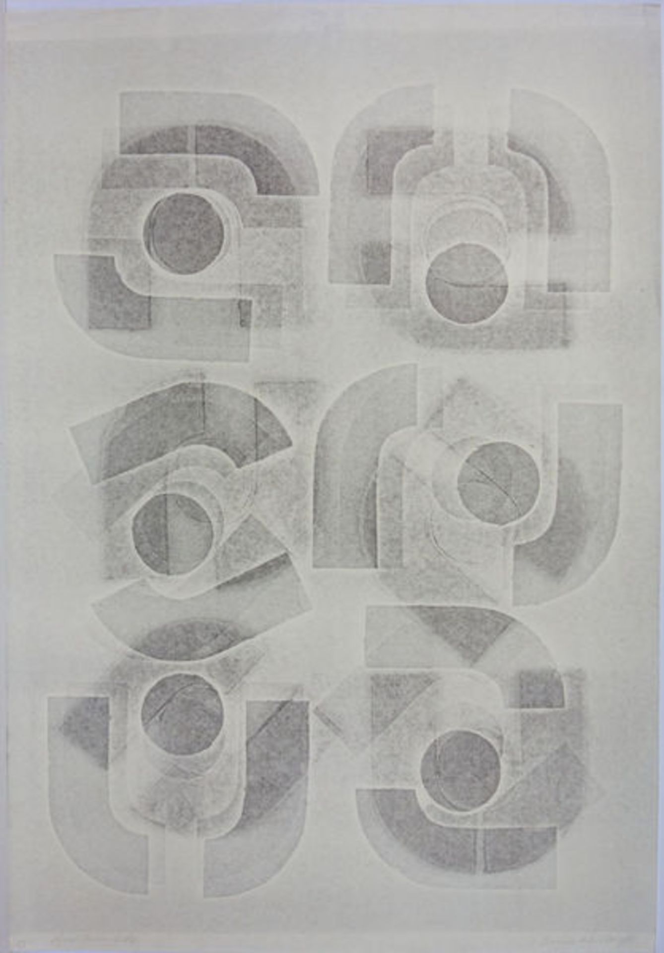 Dennhardt, Klaus Schablonendruck auf sehr dünnem Japanpapier Ohne Titel (1980) Signiert, datiert und