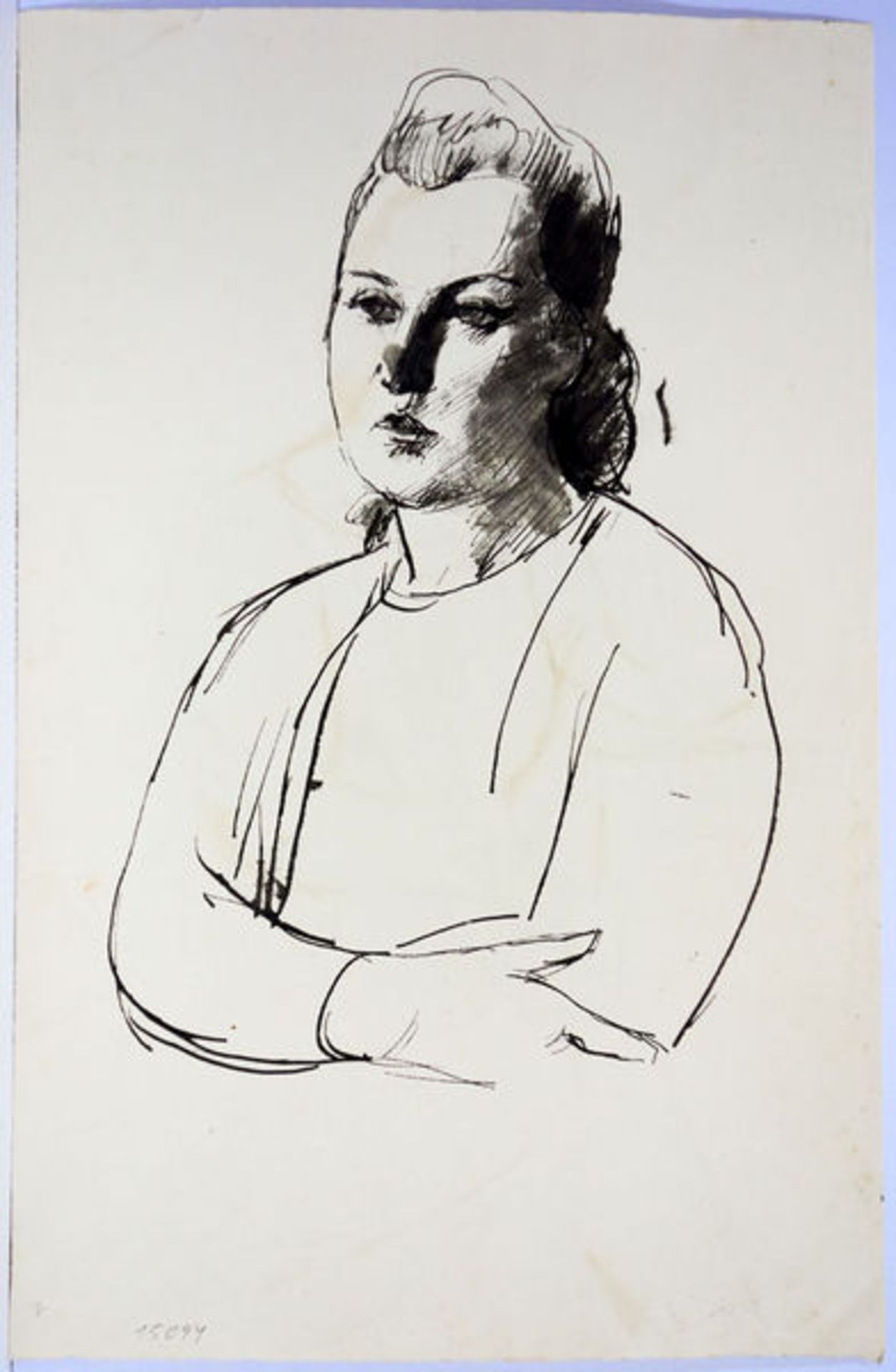 Beutner, Johannes Tuschezeichnung auf Papier, 38,5 x 24,9 cm Ohne Titel (1950) Monogrammiert und - Bild 2 aus 2
