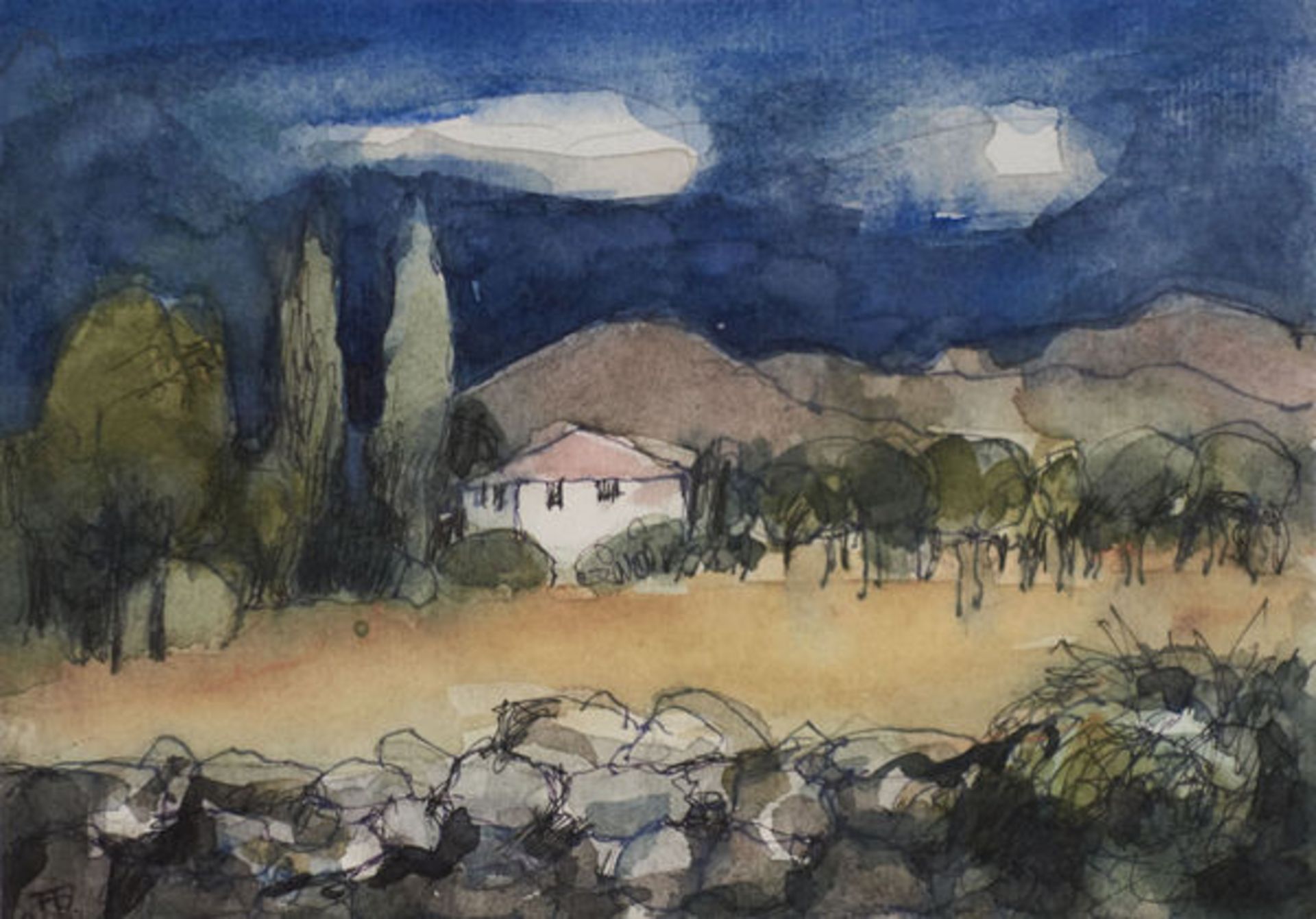 Decker, Friedrich Sammlung von 2 Aquarellen und 1 Gouache auf Papier Alle Blätter sind signiert - Bild 2 aus 3