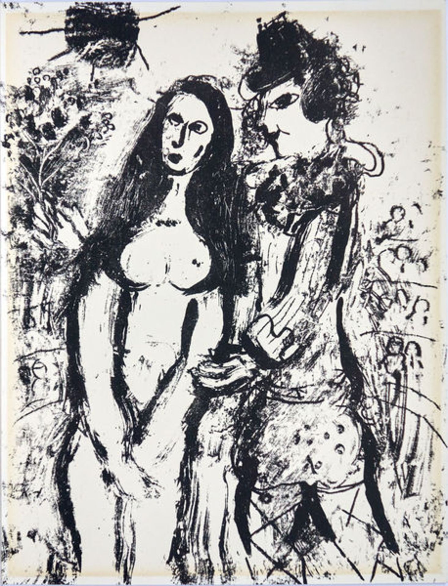 Chagall, Marc Lithographie auf Papier, 32 x 24,5 cm Der verliebte Clown (1963) Mourlot 394. Aus