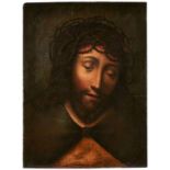 Gemälde wohl Flämisch 2. Hälfte 16. Jh."Christus mit Dornenkrone" Öl/Eiche, 35 x 26 cm, restaur. o.