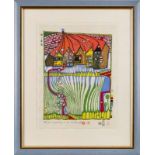 FarbholzschnittFriedensreich Hundertwasser 1928 Wien - 2000 An Bord der Queen Elizabeth 2 (