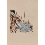 Lithographie Lovis Corinth1858 Tapiau - 1925 Zandvoort "Motiv aus dem Hohelied - Junge Liebe des