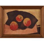 Gemälde Karl Tratt1900 Frankfurt - 1937 Frankfurt "Apfel auf braunem Papier" 1933 verso auf dem