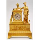 Gr. Figurenuhr "Allegorie auf denHandel" Frankreich um 1810 Bronze, matt u. glänzend feuervergoldet.