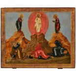 Ikone Russland um 1800"Verklärung Christi" Temperamalerei auf Goldgrund. Bordüre punziert 58,3 x