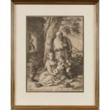 Kupferstich Hendrick Goltzius1558 Bracht - 1616/17 Haarlem "Die heilige Familie" u. li. i. d. Platte