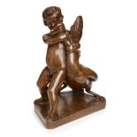 Kleine Bronze "Junge mit Gans", Ferdinand Barbedienne, Frankreich 19. Jh. Hellbraun patiniert.