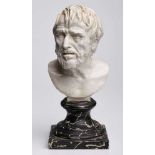 Portraitbüste "Seneca", wohl 18. Jh.Ockerfarbener Scherben, weiß glasiert. Nach re. blickender