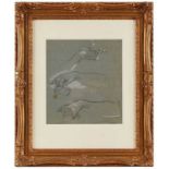 Kohlezeichnung, weiß gehöhtwohl Frankreich 18. Jh. "Handstudien" u. re. bez. Watteau 25,3 x 22,6