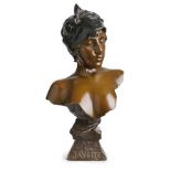 Bronzebüste Emanuelle Villanis (1858-1914)"Javotte", Frankreich um 1900. Hell u. dunkel patiniert.