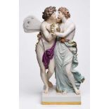 Gruppe "Zephyr und Flora",Meissen 2. Hälfte 19. Jh. Modell v. Ch. G. Jüchtzer. Goldstaffiert.