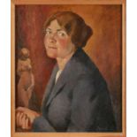Gemälde Alexander Posch1890 Schönberg - 1950 Darmstadt "Portrait der Bildhauerin Elisabeth