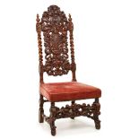 Neo-Renaissance-Stuhl um 1880.Nussbaum massiv. Gestell gedrechselt. Rückenlehne durchbrochen m.