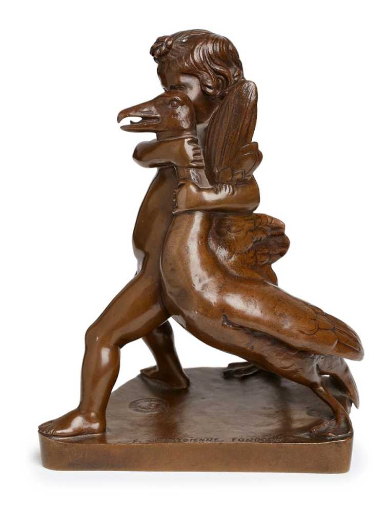 Kleine Bronze "Junge mit Gans", Ferdinand Barbedienne, Frankreich 19. Jh. Hellbraun patiniert. - Image 2 of 3