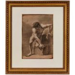 Kohlezeichnung, Italien 18. Jh."Männerakt" 43 x 30,5 cm Provenienz: Sammlung des Couturiers Gaston