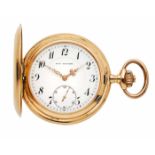 Gold Taschenuhr Union Horlogerie um 1910. 14 kt. GG Gehäuse mit Nr. 57852 und 2 Deckel,