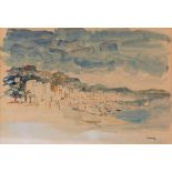 Aquarell Albert Saverys 1886 Deinze - 1964 Petegem "An der Riviera" u. re. sign. Saverys 48 x 72