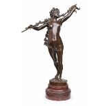 Bronze Bruno Kruse (1855 - 1906) "Frauenakt mit Blütengirlande" um 1900 Bronze, dunkel patiniert, i.