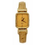 Gold Damen Armbanduhr, Omega "De Ville", 750er Gelbgold. Quartz, Werk-Nr. 44621301, Gehäuse und