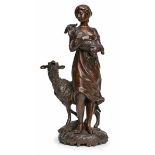 Bronze Charles Georges Ferville-Suan (1847-1925) "Schäferin", Frankreich 2. Hälfte 19. Jh.