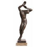 Bronze Jan Stursa (1880 - 1925 Prag) "Verwundeter", um 1920. Dunkel patiniert. Männl. Akt,