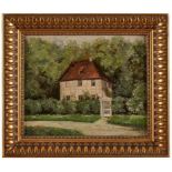 Gemälde Sign. A. Zugwurst Landschaftsmaler um 1900. "Goethes Gartenhaus in Weimar" u. re. sign.u.