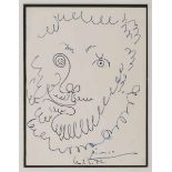 Federzeichnung Pablo Picasso 1881 Malaga - 1973 Mougins "Bärtiger Kopf" u. re. sign. u. dat. Picasso
