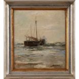 Gemälde Germann Grobe 1857 Hanau - 1938 Düsseldorf "Segelboot auf See" u. re. sign. Germann Grobe