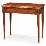 Empire-Spieltisch, Frankreich um 1810-15. Mahagoni massiv u. furn., Bandintarsie in Ahorn u.