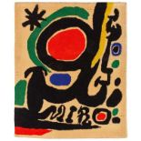 Wandteppich, Manufaktur Ewald Kröner, sign. Miró, 2. Hälfte 20. Jh. Wolle, hochflorig.