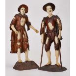 Paar Bettlerfiguren, in der Art Troger, süddeutsch 18. Jh. Holz, Elfenbein, Glasaugen. Je Standfigur