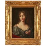 Gemälde Französischer Bildnismaler 18.Jh "Portrait einer eleganten Dame" Öl/Lwd.(doubl.), 33 x 24,