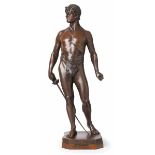 Bronze Rudolf Küchler (1867-1954) "Fechter/Veni-Vidi-Vici", um 1900. Hellbraun patiniert.