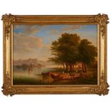 Gemälde sign. C. v. Kaus dat. 1869 Landschaftsmaler 19.Jh. "Chiemsee" u. li. sign. u. dat. C. v.