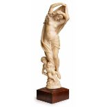 Geburt der Venus, Frankreich 19. Jh. Elfenbein, vollrd. geschnitzt. Frauenakt m. Tuchdraperie,
