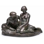 Bronze Stephan Sinding (1846 Trondheim - 1922 Paris) "Idyll", um 1900 Schwarz patiniert. Auf