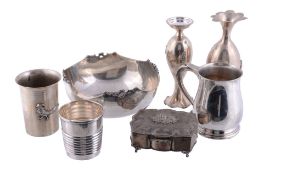 An Italian silver coloured footed bowl and six other items,   various post 1944 control marks, .800