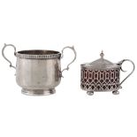 A silver circular twin handled sugar basin by The Goldsmiths  &  Silversmiths Co. Ltd,   London