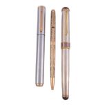 Sheaffer, Award, a brushed steel fountain pen,   with a brushed steel cap and barrel, the nib