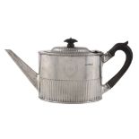 An Edwardian silver straight-sided oval tea pot by Horace Woodward  &  Co. Ltd,   London 1902, with