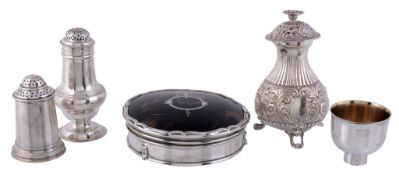 A George III silver ogee baluster pedestal pepper caster by Thomas  &  Jabez Daniell,   London