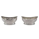 A pair of George III silver oval salt cellars by Robert Hennell I  &  Samuel Hennell,   London