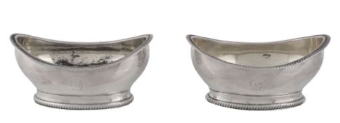 A pair of George III silver oval salt cellars by Robert Hennell I  &  Samuel Hennell,   London