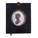 John Field (1772-1848), silhouette portrait of a young lady to the left,   painted on plaster and