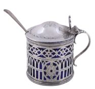 A George III Irish silver drum mustard pot by Joseph Jackson,   Dublin no date, the domed cover