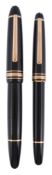 Montblanc, Meisterstuck, 146, a black fountain pen,   with a black cap and barrel, the nib stamped