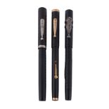 Waterman's, Ideal, a black fountain pen,   the cap and barrel with engraved decoration, the nib