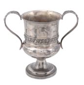 A George IV silver twin handled cup by J. E. Terrey  &  Co.,   London 1822, with leaf-capped S-